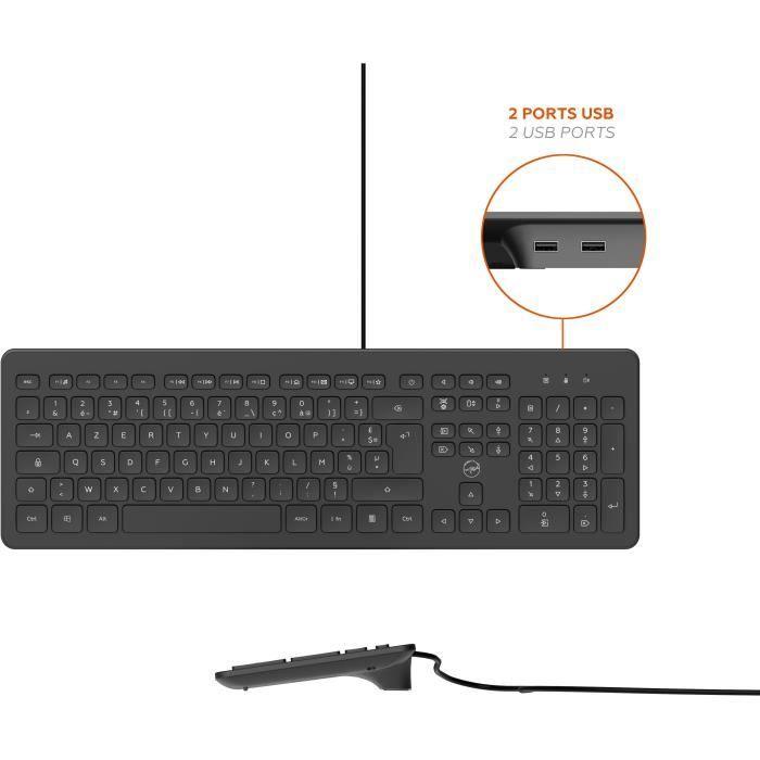 MOBILITY LAB ML304250 - Clavier PC Business Filaire avec 2 hub USB intégré - Noir - Paloma Tech