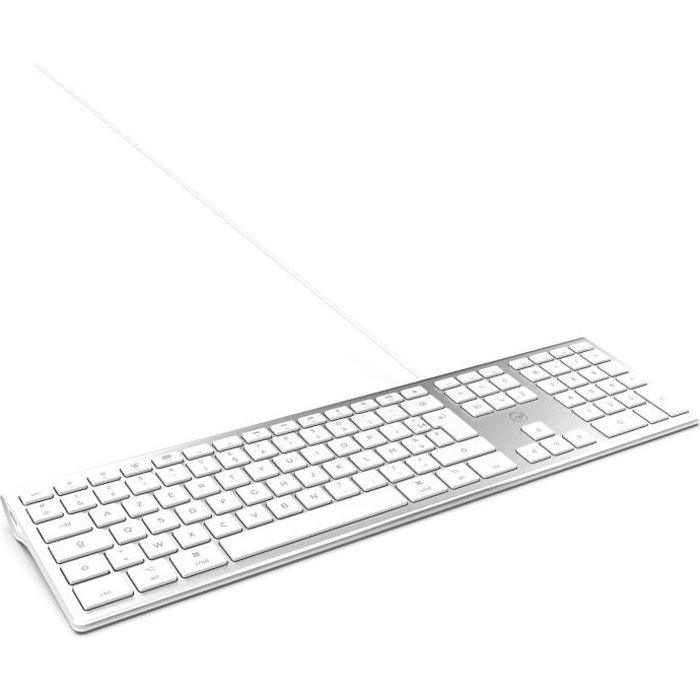 MOBILITY LAB ML304304 – Clavier Design Touch Filaire avec 2 USB pour Mac – AZERTY – Blanc et argenté - Paloma Tech