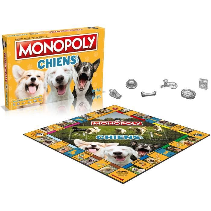 Monopoly Chiens - Jeu de société - WINNING MOVES - Monopoly mettant en vedette les chiens de différentes races.