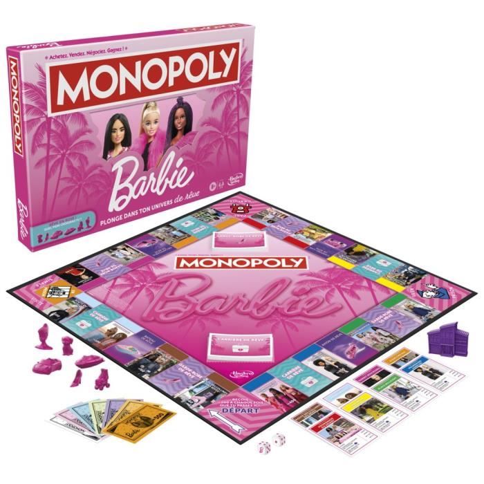 Monopoly : édition Barbie jeu de plateau pour 2 a 6 joueurs jeux pour la famille a partir de 8 ans