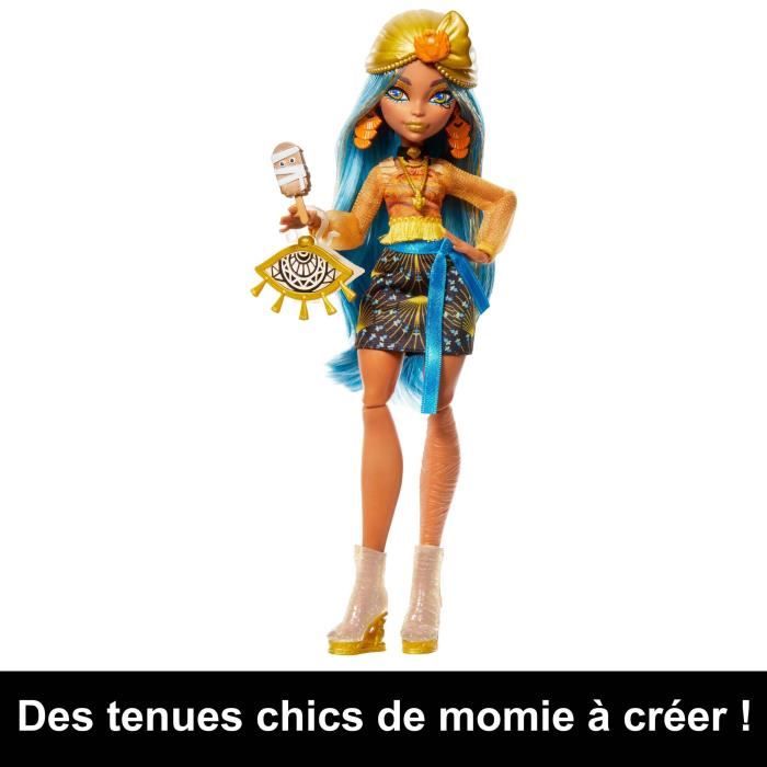 Monster High Coffret Monstrueux Secrets Poupée Cleo De Nile Série Look Irisé avec Casier Cerceuil 21 + Accessoires 4