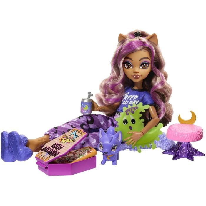 Monster High-Coffret Soirée Pyjama Clawdeen Wolf-poupée et accessoires HKY67