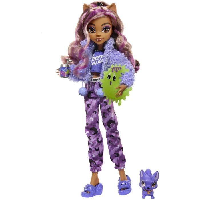 Monster High-Coffret Soirée Pyjama Clawdeen Wolf-poupée et accessoires HKY67