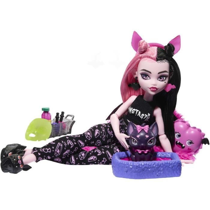 Monster High-Coffret Soirée Pyjama Draculaura-poupée et accessoires HKY66