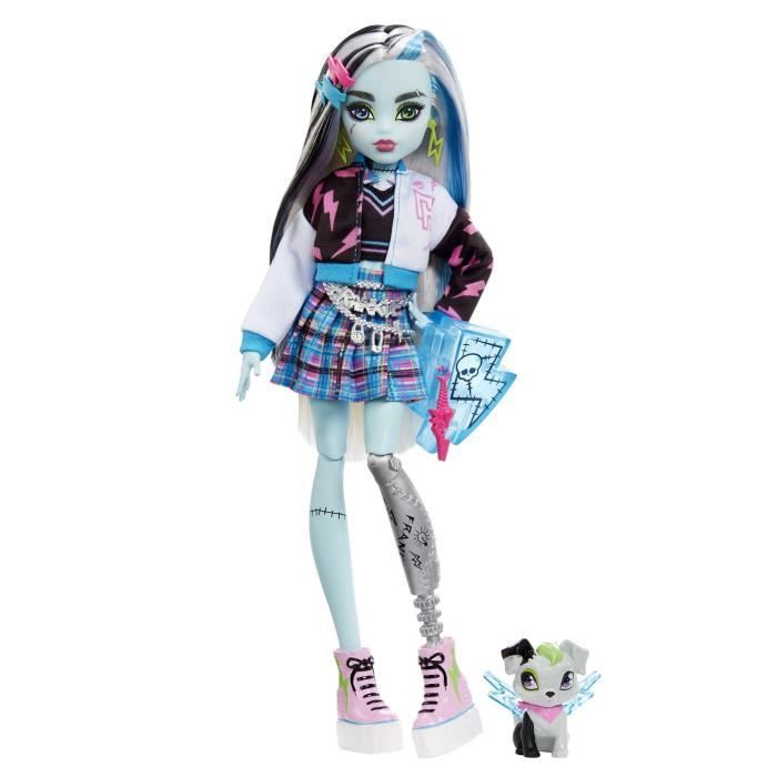 Monster High-Frankie Stein-Poupée avec animal cheveux noirs et bleus HHK53