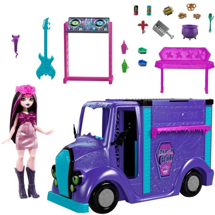 Monster High-Tour Bus Rock Sang-sationnel-Coffret avec poupée et bus HXH83