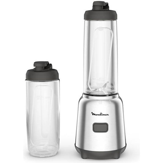 MOULINEX Blender mixeur 300 W 2 bouteilles Tritan a emporter 4 lames amovibles Compact Smoothies Application dédiée