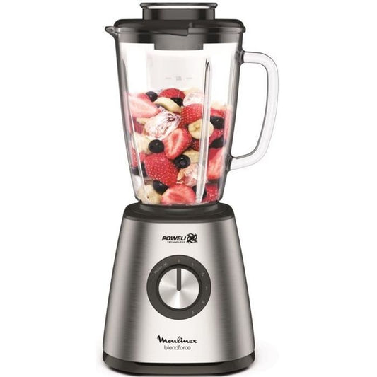 MOULINEX Blender mixeur Puissance 800 W Lames inox 5 vitesses Bol verre thermique 1,75 L Smoothies Milkshake LM439D10