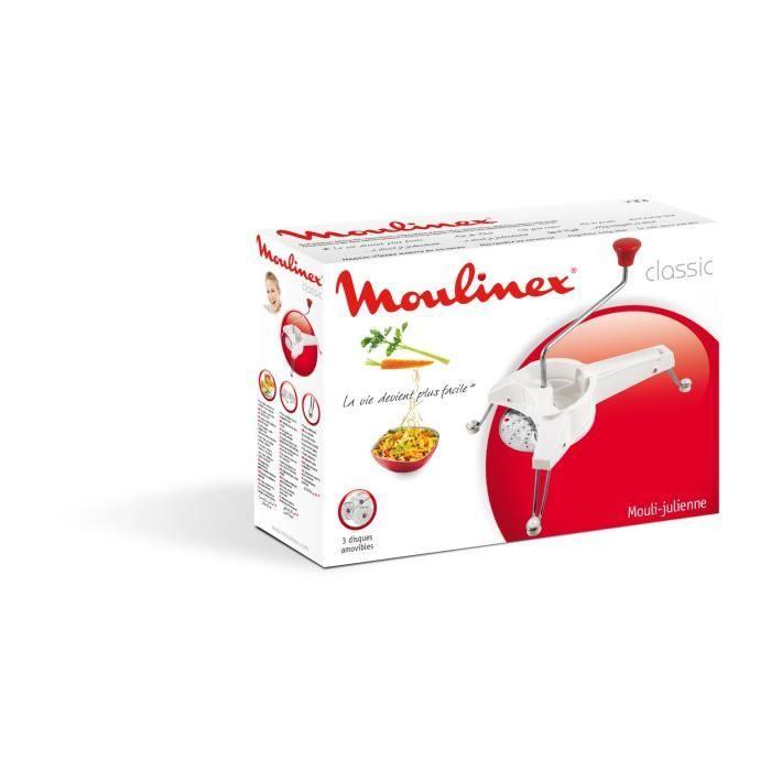 MOULINEX Classic Mouli - julienne, Râpe, Emince, Pieds rabattables, Compatible lave - vaisselle, Fabriqué en France, Blanc K1011014 - Paloma Tech