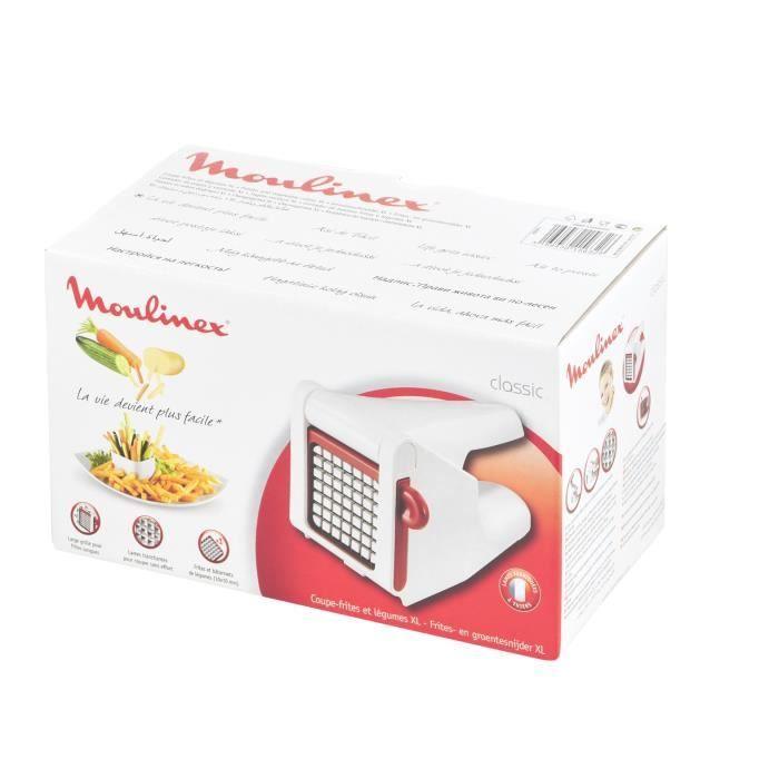 MOULINEX K1015414 Coupe frites et légumes manuel, Large grille 7x7 cm, Lames inox, Excellente prise en main, Robuste, Blanc/Rouge - Paloma Tech