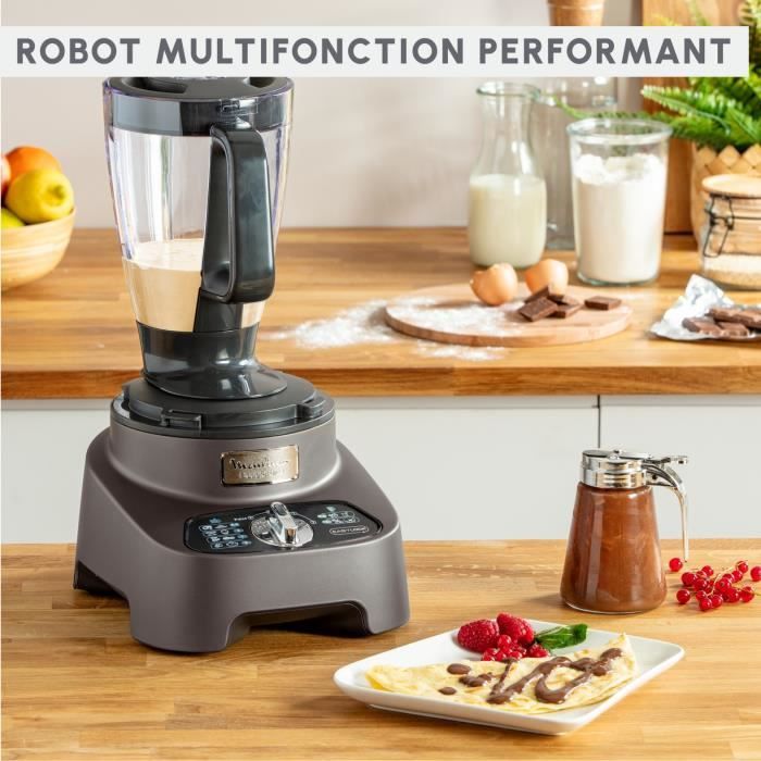 MOULINEX Double Force Robot multifonction + 10 accessoires 1000 W Blender 2 L 31 fonctions Lames Titanium FP825E10