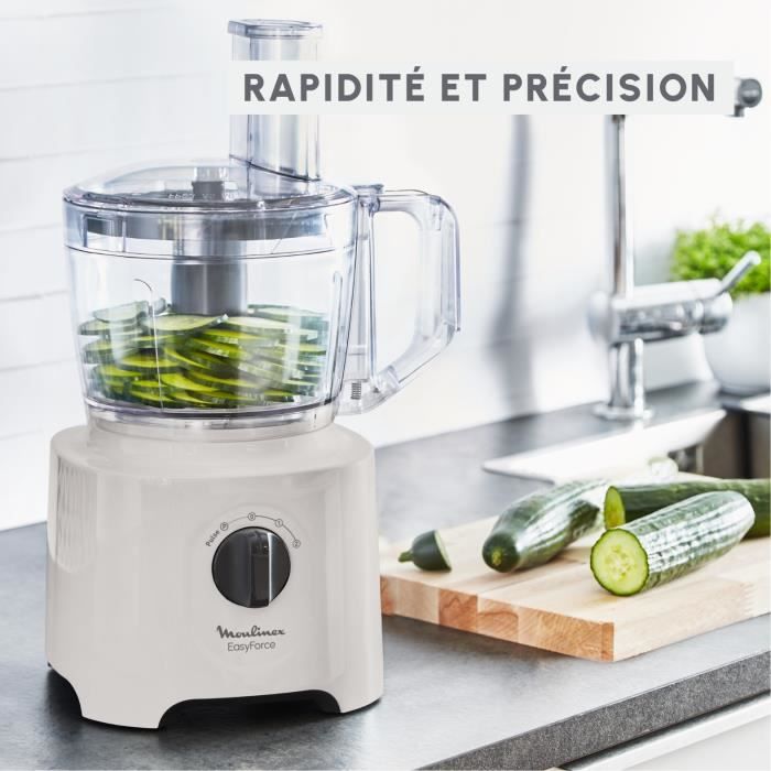 MOULINEX Easy Force Robot multifonction 4 accessoires 15 fonctions Compact Pieces compatibles lave-vaisselle FP242B10