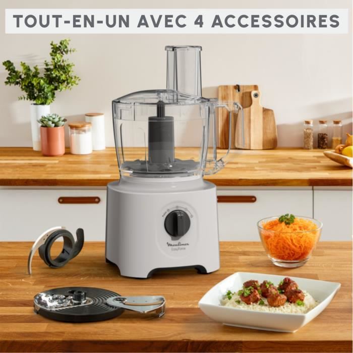 MOULINEX Easy Force Robot multifonction 4 accessoires 15 fonctions Compact Pieces compatibles lave-vaisselle FP242B10