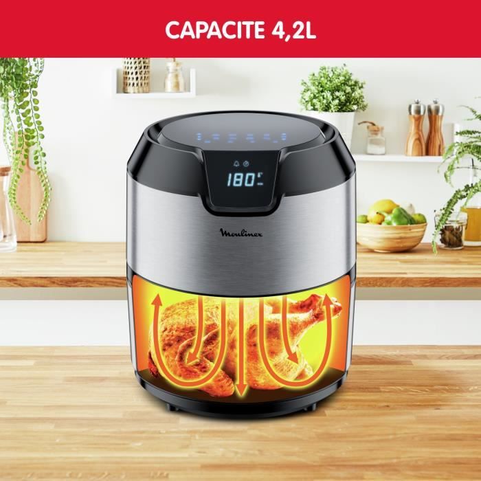 MOULINEX Easy Fry Digital Friteuse sans huile Capacité XL 4,2 L Ecran tactile 8 menus préprogrammés air fryer EZ401D10