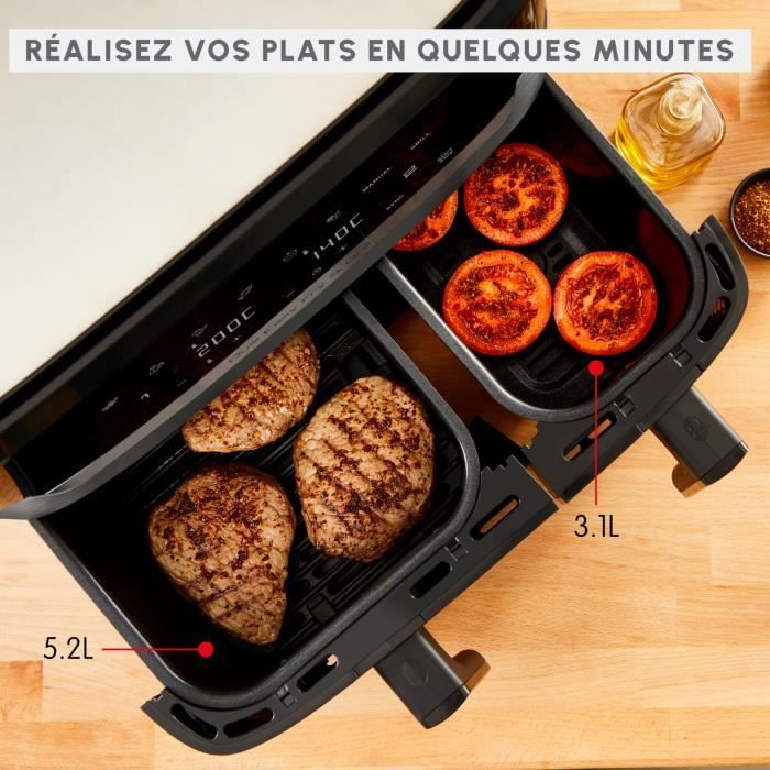 MOULINEX Friteuse sans huile + Grill 8,3L 2 tiroirs 8 programmes Economie d’énergie air fryer Dual Easy Fry&Grill