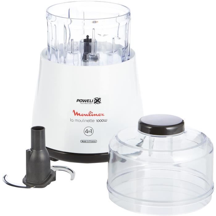 MOULINEX La Moulinette Hachoir électrique, 1000 W Lames Powelix Bol 330 g 500 ml Mixeur Fabriqué en France DPA141