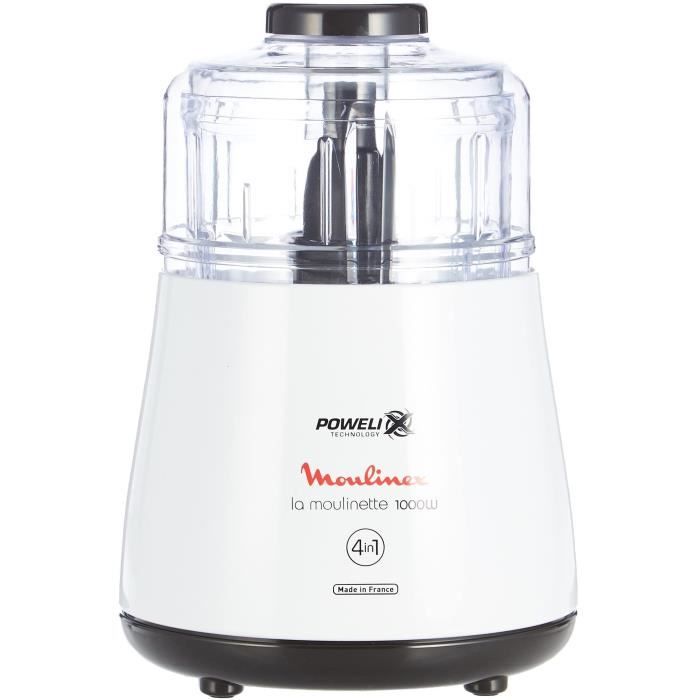 MOULINEX La Moulinette Hachoir électrique, 1000 W Lames Powelix Bol 330 g 500 ml Mixeur Fabriqué en France DPA141