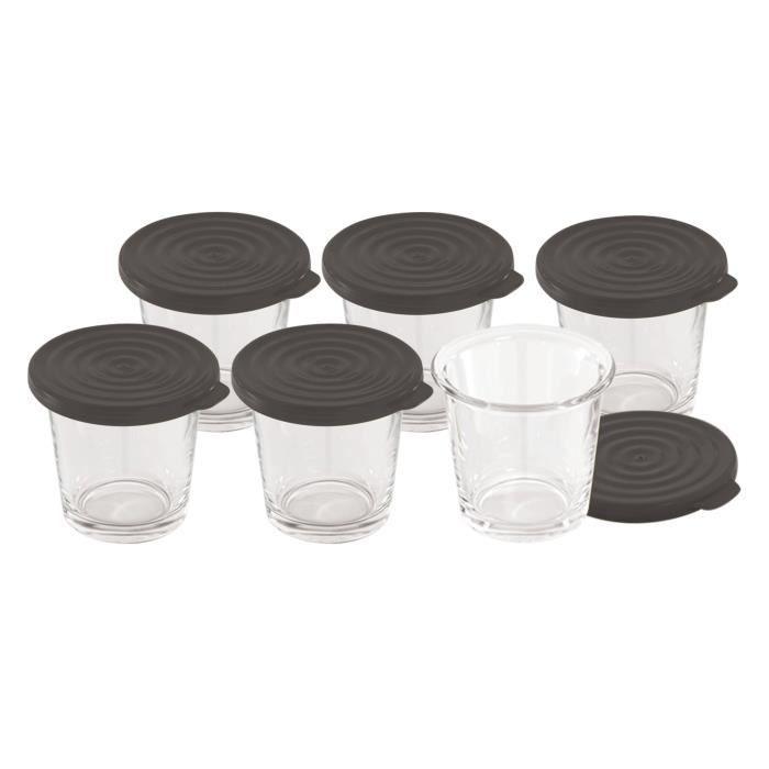 Accessoire de cuisine / cuisson Moulinex 6 verrines en verre avec leur couvercle en silicone - Paloma Tech