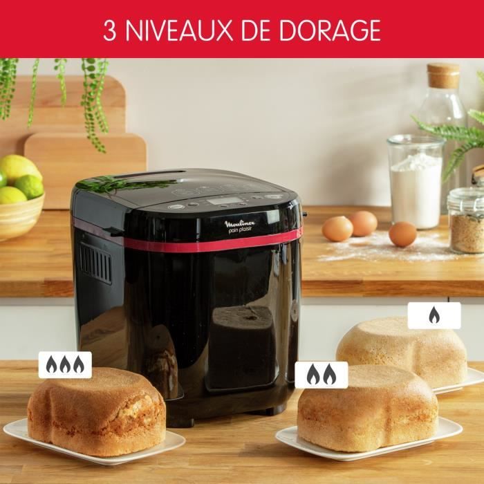 MOULINEX Machine a pain 1 kg 17 programmes 3 niveaux de dorage Programmable Maintien au chaud Pain & Plaisir OW220830