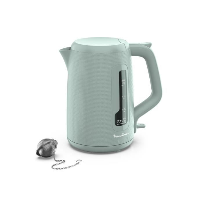 MOULINEX Bouilloire électrique 1.7 L, Indicateur 1 tasse, Filtre anticalcaire, Arret auto, Boule a thé incluse, Morning BY2M1310 MOULINEX