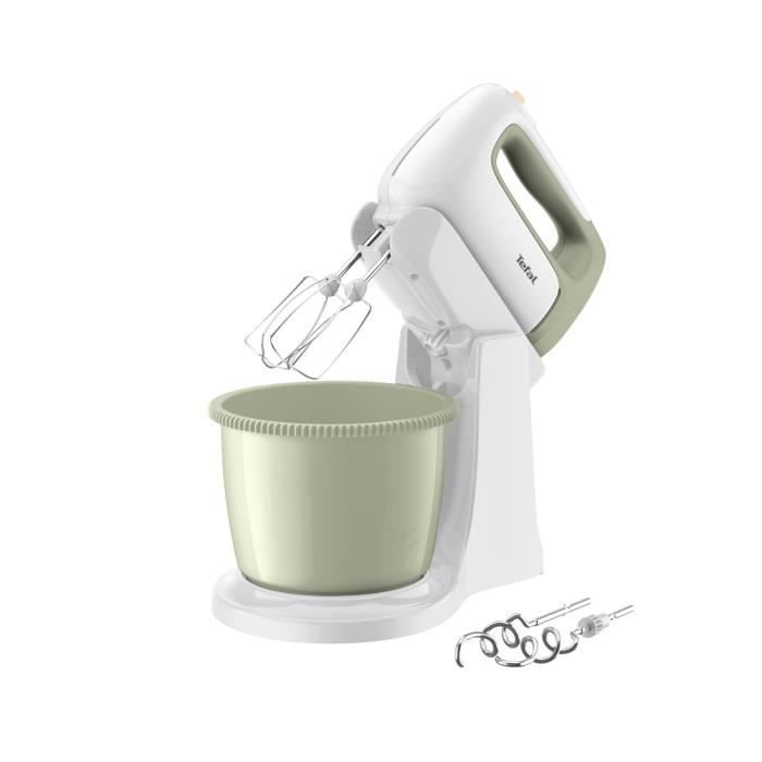 MOULINEX Robot pâtissier Batteur a main 500W 5 vitesses Bol 2,5L 2 fouets + 2 crochets-pétrin Prep’Mix + HT464010