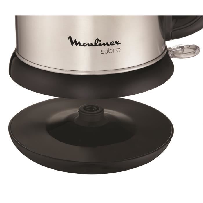 MOULINEX Bouilloire électrique Subito, 1,7 L, Inox/Noir, Base 360°, Filtre antitartre amovible MOULINEX