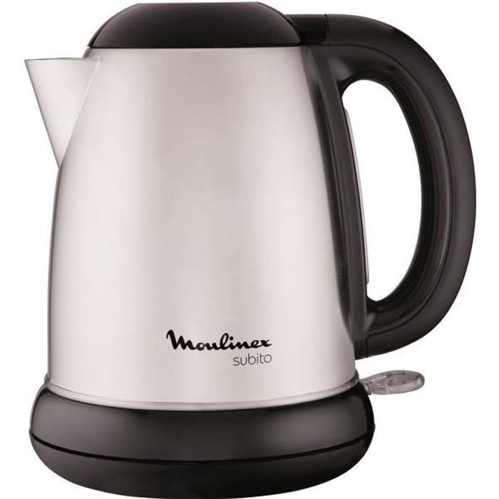 MOULINEX Bouilloire électrique Subito, 1,7 L, Inox/Noir, Base 360°, Filtre antitartre amovible MOULINEX