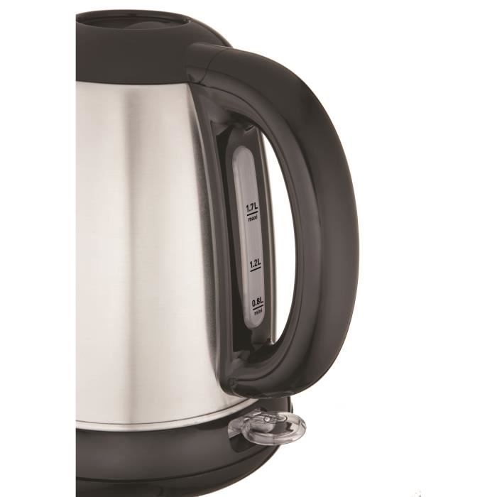 MOULINEX Bouilloire électrique Subito, 1,7 L, Inox/Noir, Base 360°, Filtre antitartre amovible MOULINEX