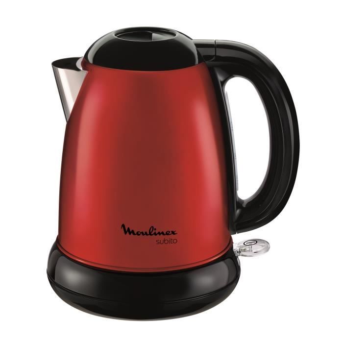 MOULINEX Bouilloire électrique Subito, 1,7 L, Base 360°, Inox Rouge BY540510 MOULINEX