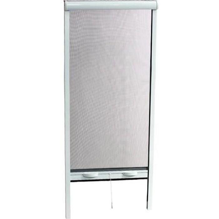 Moustiquaire de porte fenetre L160 X H220 cm a tirage direct en aluminium laqué blanc - Recoupable en largeur et hauteur - Paloma Tech