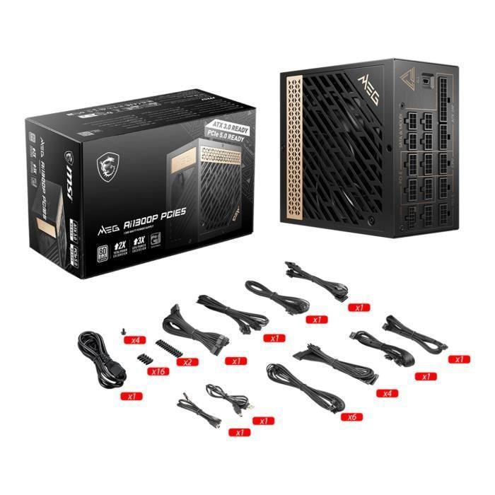 MSI MEG Ai1300P PCIE5 Bloc d'alimentation 1300W - Paloma Tech