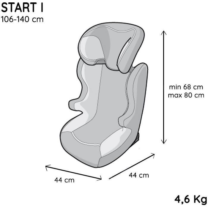 NANIA Rehausseur ceinturé START I Groupe 2/3 de 5 a 10 ans 15- 36 kg - 95-150 cm R 129 Tetiere réglable Base inclinable