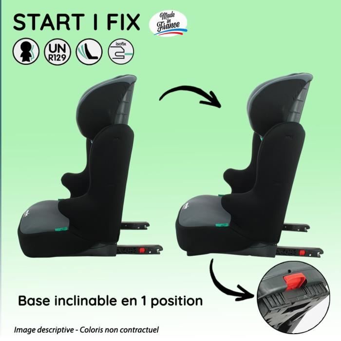 NANIA Rehausseur isofix START I FIX Groupe 2/3 de 5 a 10 ans 15-36 kg - 95-150 cm R 129 Tetiere réglable Base inclinable