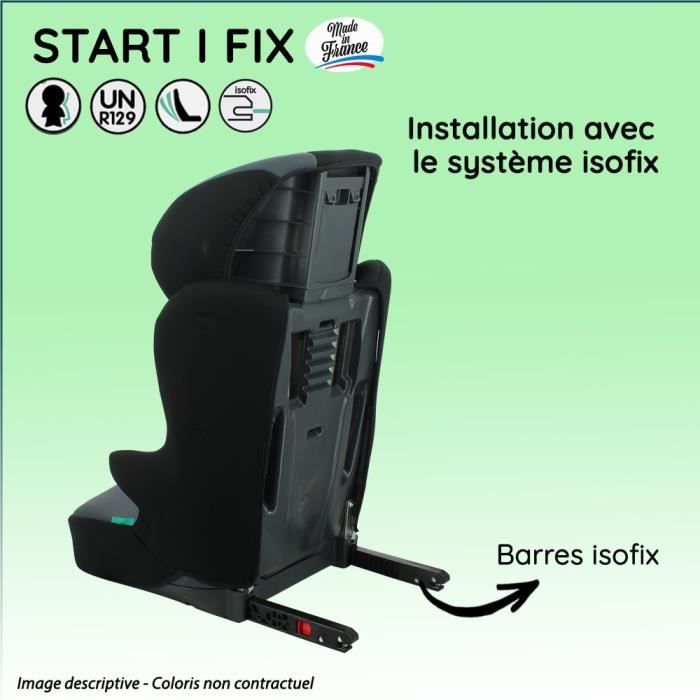 NANIA Rehausseur isofix START I FIX Groupe 2/3 de 5 a 10 ans 15-36 kg - 95-150 cm R 129 Tetiere réglable Base inclinable