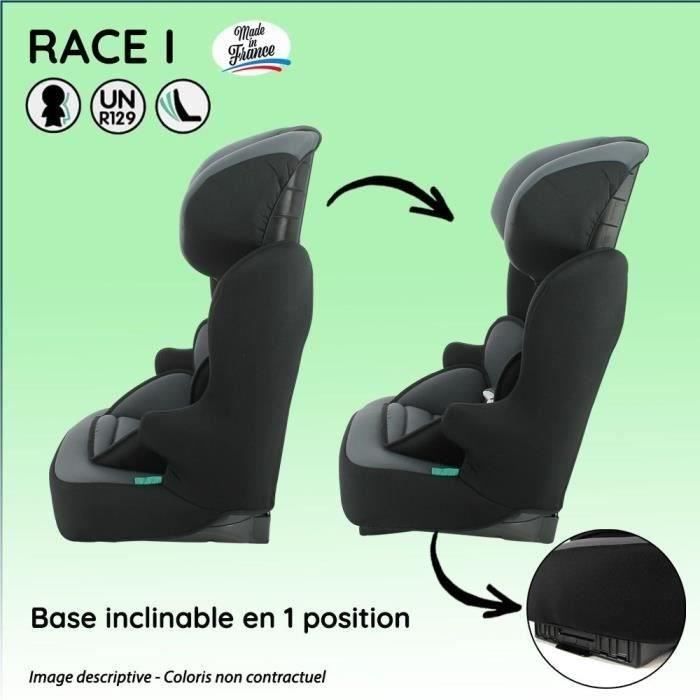 NANIA Siege auto ceinturé RACE I Groupe 1/2/3 de 3 a 10 ans 9-36 kg 76-140 cm R129 Tetiere réglable - Base inclinable