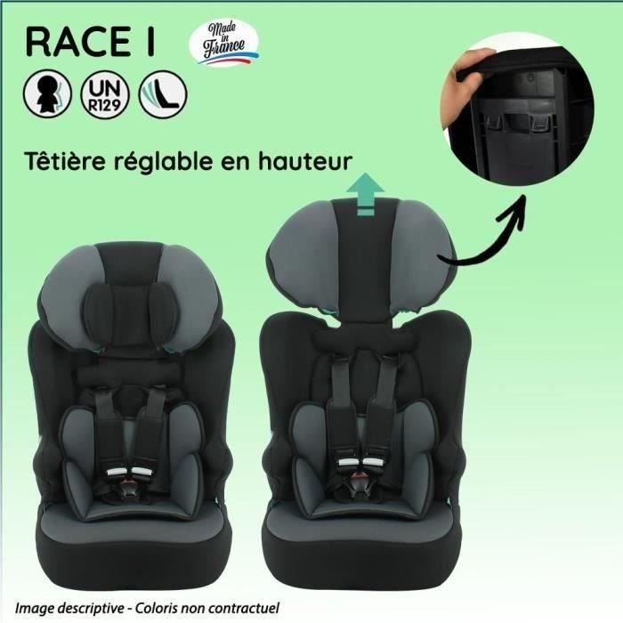 NANIA Siege auto ceinturé RACE I Groupe 1/2/3 de 3 a 10 ans 9-36 kg 76-140 cm R129 Tetiere réglable - Base inclinable