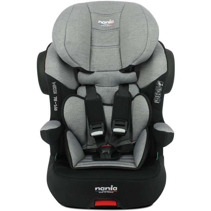 NANIA Siege auto isofix MAX I FIX Groupe 1/2/3 de 3 a 10 ans 9-36 kg 76-140 cm R129 Tetiere réglable - Base inclinable