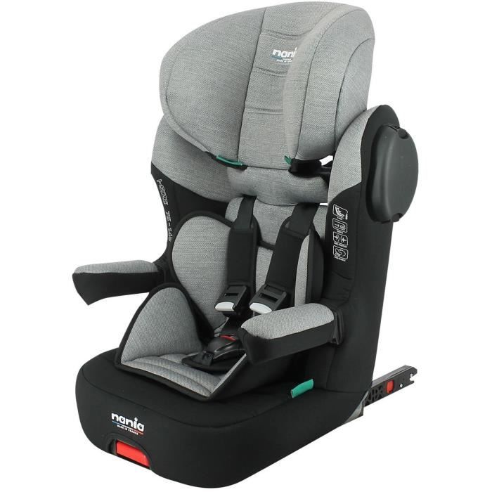 NANIA Siege auto isofix MAX I FIX Groupe 1/2/3 de 3 a 10 ans 9-36 kg 76-140 cm R129 Tetiere réglable - Base inclinable