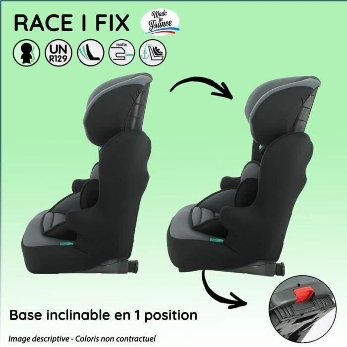 NANIA Siege auto isofix RACE I FIX Groupe 1/2/3 de 3 a 10 ans 9-36 kg 76-140 cm R129 Tetiere réglable - Base