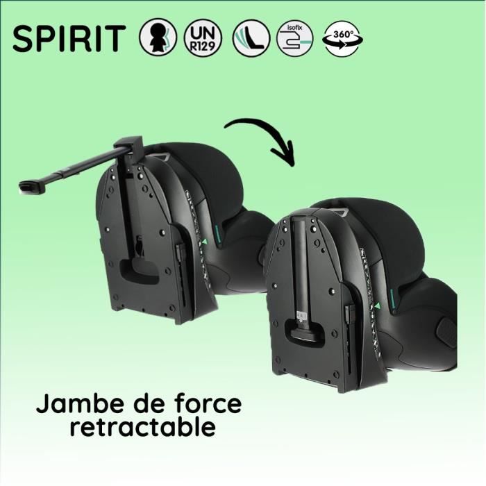 NANIA Siege auto isofix SPIRIT Groupe 0/1/2/3 de a 10 ans 0-36 kg 40-150 cm R 129 Tetiere réglable - Inclinable