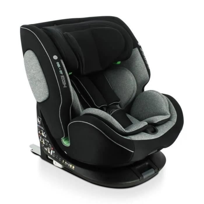 NANIA Siege auto ONE ISOFIX Groupe 0/1/2/3 de a 12 ans 0-36 kg 40-150 cm R 129 - Pivotant - Noir