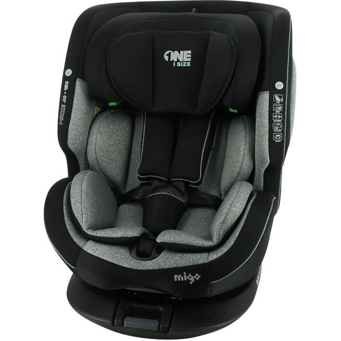 NANIA Siege auto ONE ISOFIX Groupe 0/1/2/3 de a 12 ans 0-36 kg 40-150 cm R 129 - Pivotant - Noir