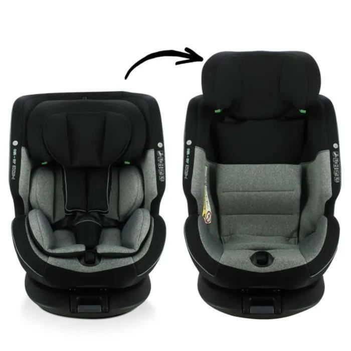 NANIA Siege auto ONE ISOFIX Groupe 0/1/2/3 de a 12 ans 0-36 kg 40-150 cm R 129 - Pivotant - Noir