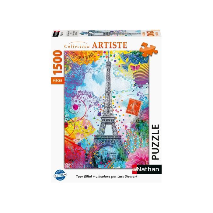 Nathan-Puzzle 1500 pieces-Tour Eiffel multicolore/Lars Stewart-Adultes et enfants des 14 ans-Puzzle de qualité