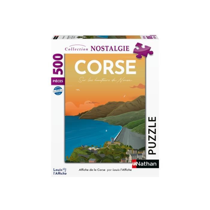 Nathan-Puzzle 500 pieces-Affiche de la Corse/Louis l’Affiche-Adultes et enfants des 10 ans-Puzzle de qualité