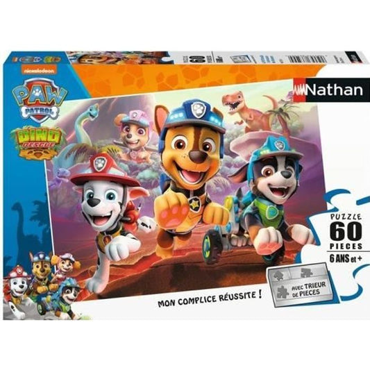 Nathan - Puzzle 60 pieces - Pat’Patrouille A la rescousse des dinosaures - Puzzle Enfant + Trieur - Des 6 ans