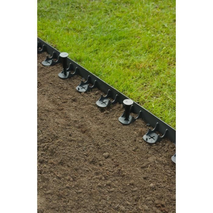 NATURE Bordure a gazon en polypropylene et polyéthylene - 16 ancres - H 4,5 x (4 x L100) cm - Noir NATURE