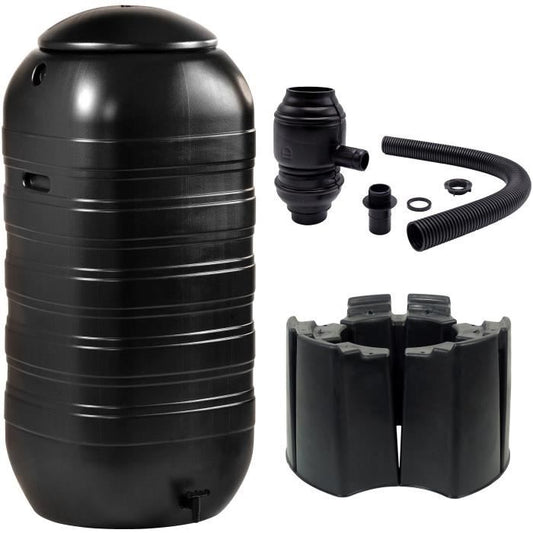 NATURE Récupérateur d'eau kit - 250 litres - Forme colonne - Traité anti-UV - Fabriqué en Europe - Noir NATURE