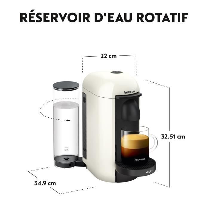 NESPRESSO KRUPS Vertuo Plus Machine a Café Cafetiere Espresso Blanc Ivoire YY3916FD