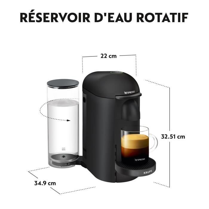 NESPRESSO KRUPS Vertuo Plus Machine a Café Cafetiere Espresso Noir YY3922FD